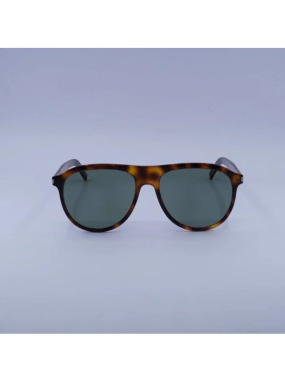 Saint Laurent SL432 SLIM 002 Sunglasses Havana Aviator Frame, Green Lenses